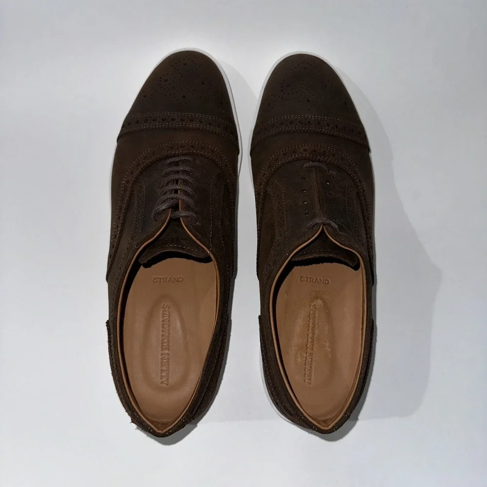 Allen Edmonds Strand Sneakers Suede Oxford Dress Shoes Brown Wax 5128 sz 9.5 - Picture 7 of 8